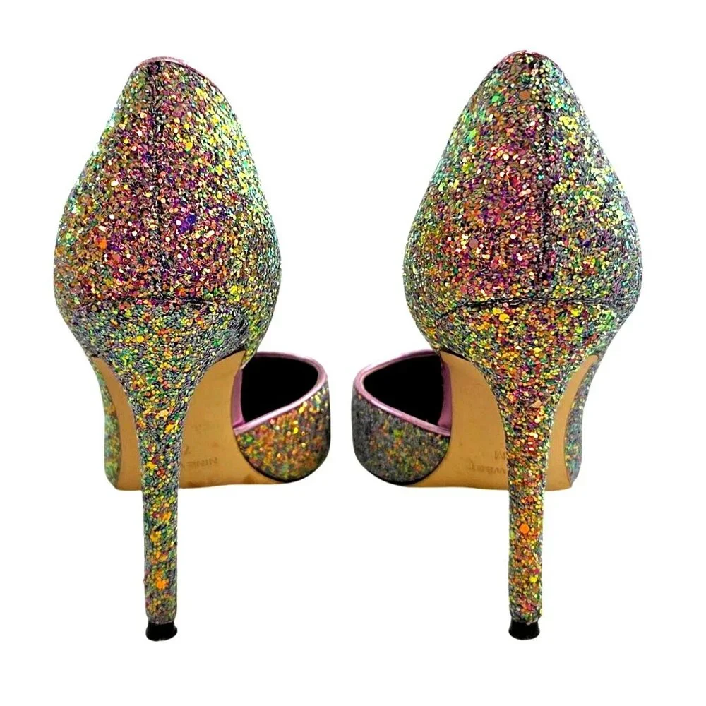 Nine West D'Orsay Sparkly Purple Gold Glitter Pointed Toe Stiletto Heels Size 7M - Picture 6 of 7